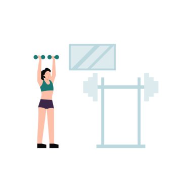 Kız dambıllarla spor yapıyor..