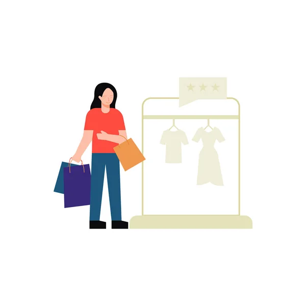 Fille Fait Shopping — Image vectorielle