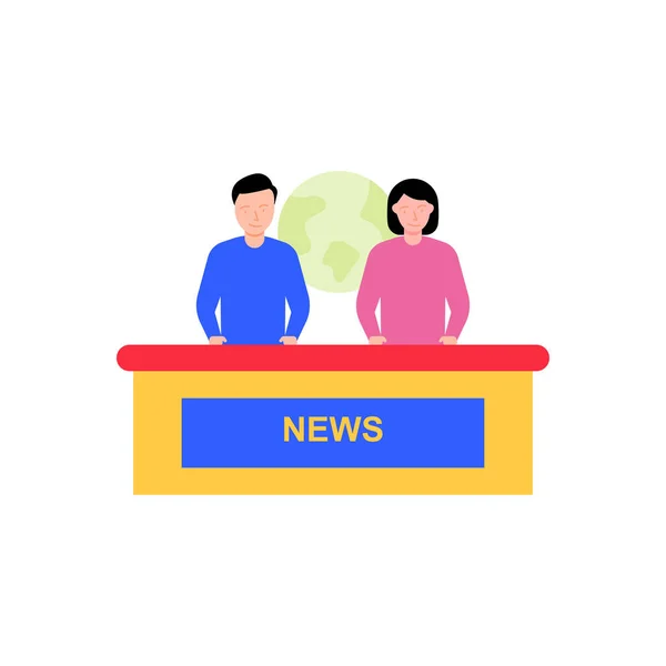 News Anchors Giving News Channel — Stock Vector