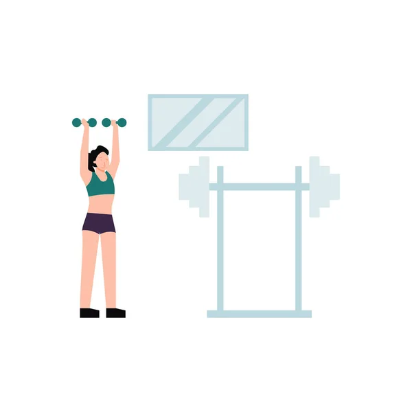 Dívka Dělá Fitness Cvičení Činkami — Stockový vektor
