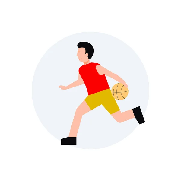 Pojke Som Springer Med Basket — Stock vektor