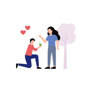 Erkek, sevgililer gününde yüzüklü kıza evlenme teklif eder..