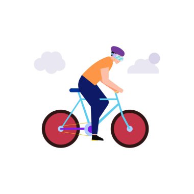 VR gözlüklü bisiklet süren bir çocuk..