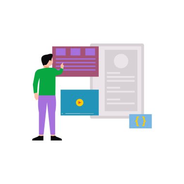 Web düzeni üzerinde çalışan adam.