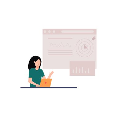 Web sayfası hedefine bakan kız.