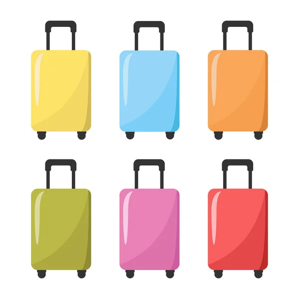 Set Suitcases Different Colors Vector Illustration — Stock Vector