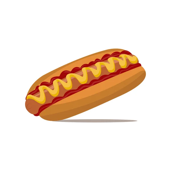 Hot Dog Restauration Rapide Illustration Vectorielle Avec Fond Blanc — Image vectorielle