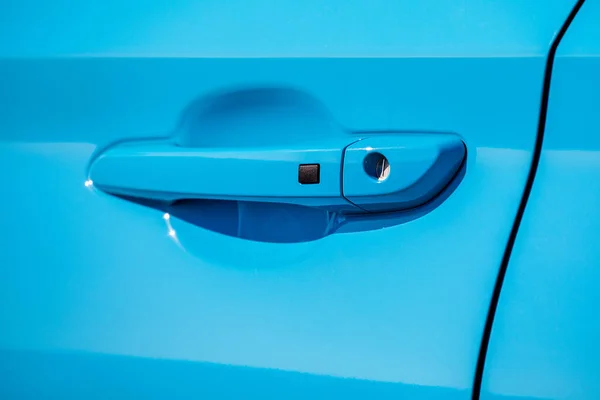 Дверна Ручка Сучасного Синього Автомобіля Ліцензійні Стокові Зображення
