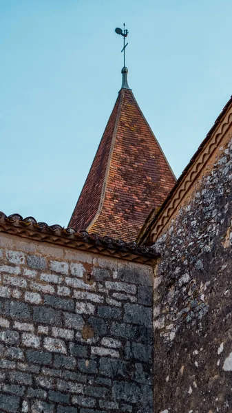 Long Shot Church Tower Weathercock Small French Village South France — Stock Photo, Image