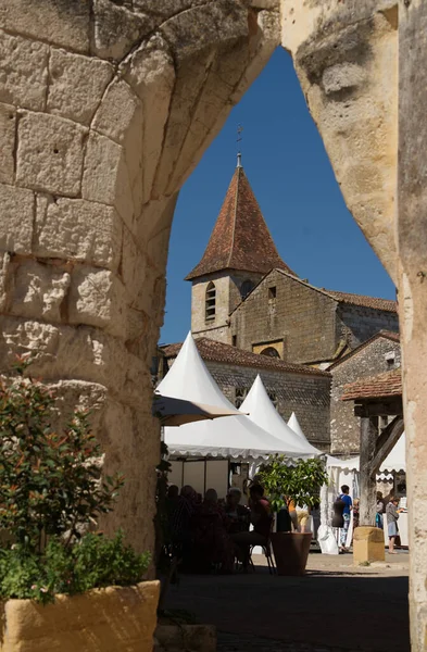 Scenic View Beautiful Medieval Architecture Monpazier Dordogne — 스톡 사진