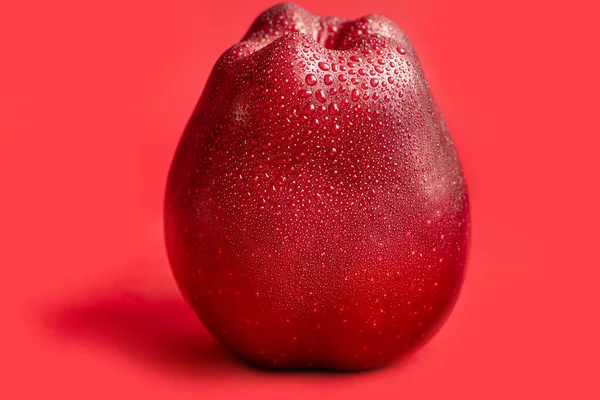 Červená Jablka Barevném Pozadí Selektivní Soustředění Sklizeň Zdravé Jídlo Kopírovat — Stock fotografie