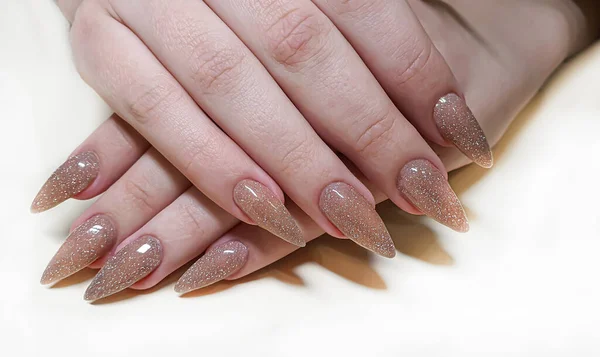 Maniküre Und Nagelverlängerung Mit Acryl Und Gel Das Design Besteht — Stockfoto