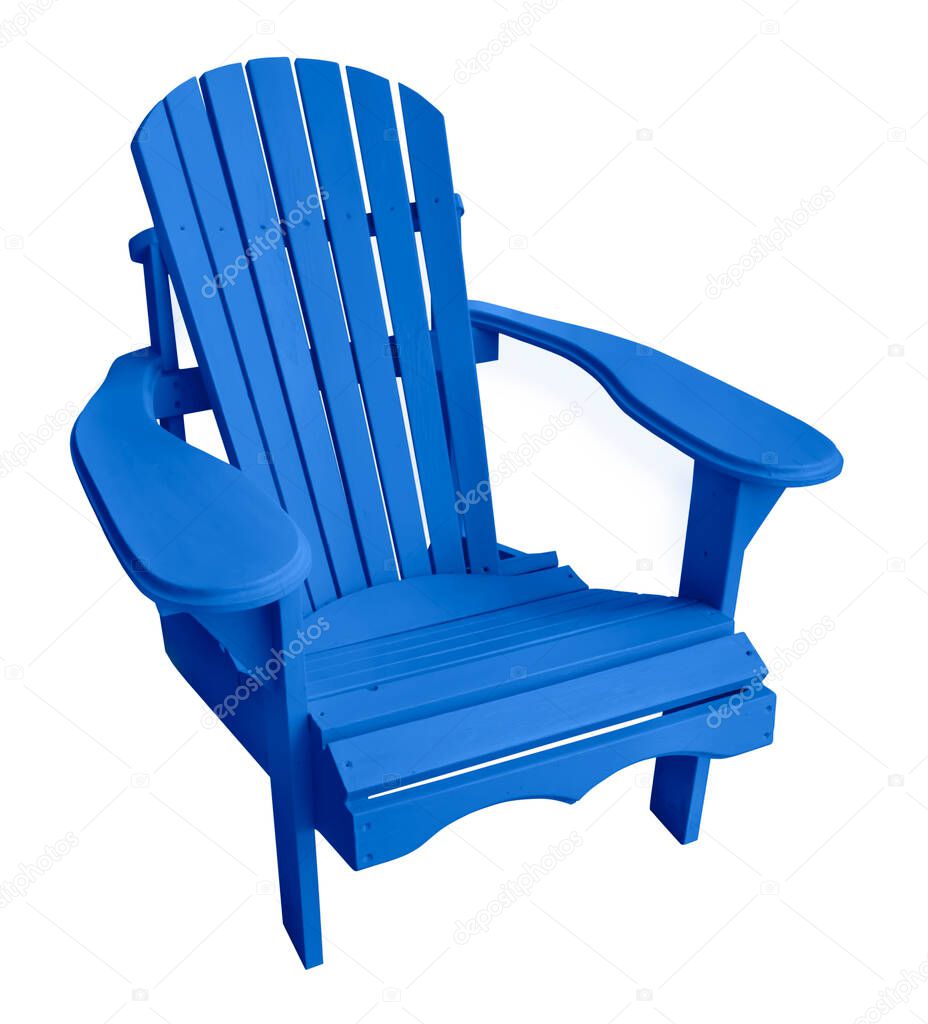 Adirondack Muskoka Chair, Blue, Wooden, isolated on white background