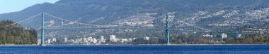    Vancouver Kanada 'daki Lions Gate Köprüsü Panoraması                            