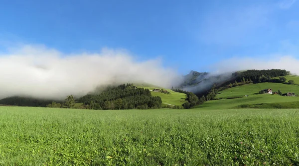 Sleepy Foggy Morning Austrian Alps — Fotografia de Stock