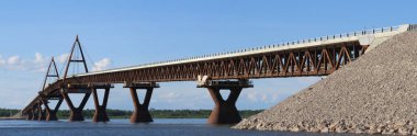 Panoramic picture of the Deh Cho Bridge in Canadian Northwest Territories
