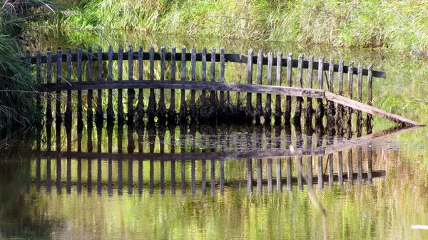 Wooden Fence Water Channel — Stockfoto