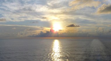 Sunrise in the middle of Pacific Ocean                               