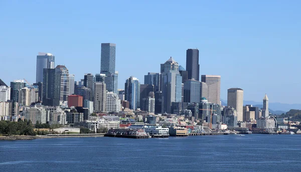 Seattle Belvárosa Óceán Felől Nézve — Stock Fotó