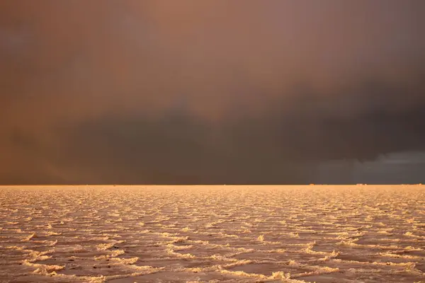 Storm Salt Flat Desert Sunset — Stock Photo, Image