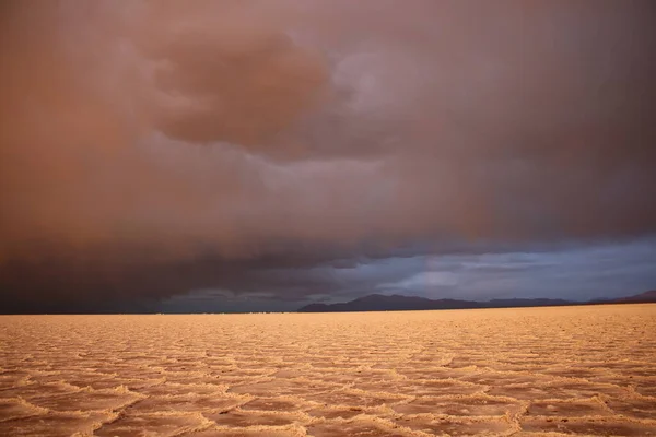 Storm Salt Flat Desert Sunset — Stock Photo, Image