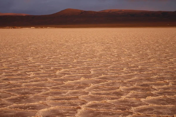 Storm Salt Flat Desert Sunset — стоковое фото