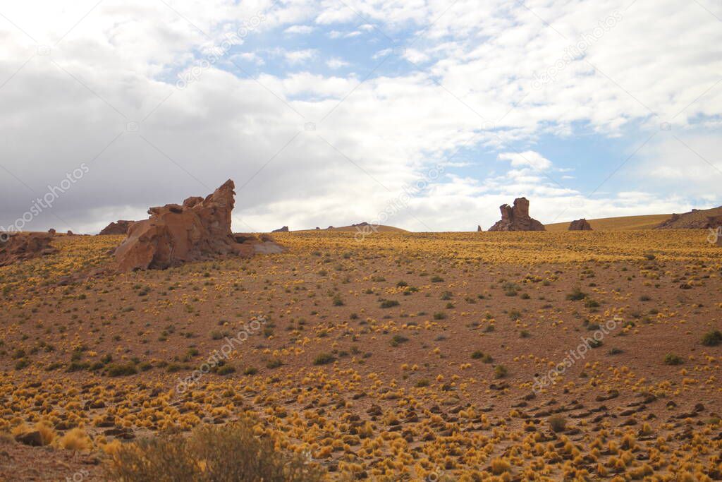 Incredible volcanic and desert landscape of the Argentine Puna