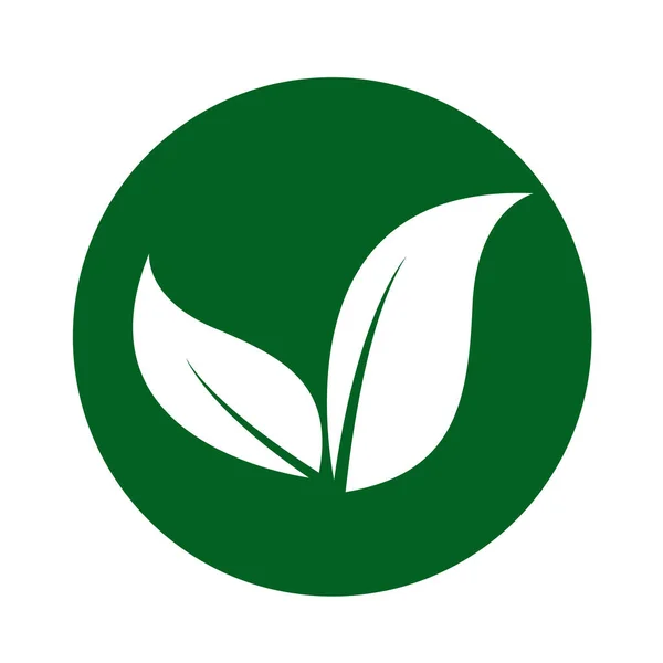 Green Blatt Kreis Logo Objekt Symbol Anmerkung Frisches Frühlingswachstum Baumdesign — Stockvektor
