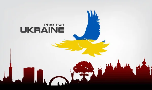 우크라이나 평화를 우크라이나 도시와 그들의 시민들에게 평화의 기도의 러시아에서 우크라 — 스톡 벡터