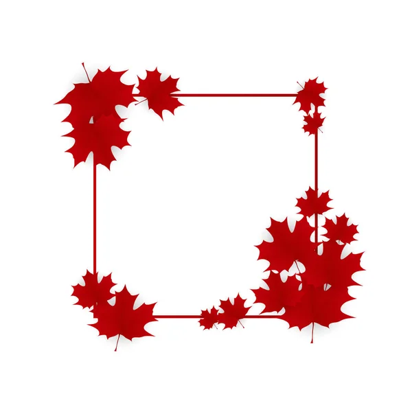 Cadre Feuilles Érable Rouge Sur Fond Blanc — Image vectorielle