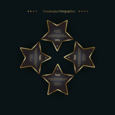 Lüks Altın Yıldız Seçeneği Infographic şablon tasarımlı GROUP