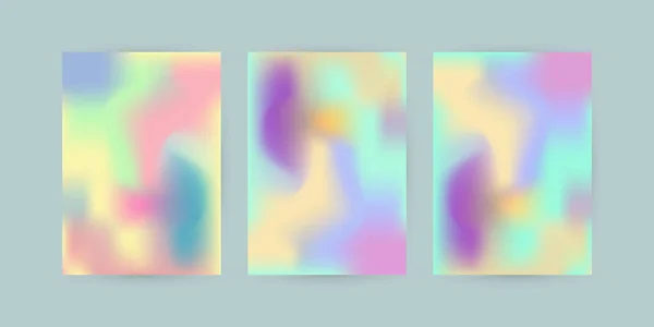 Set Pastel Colorful Abstract Curve Mode Filled Gradient Design Three — Stockvektor
