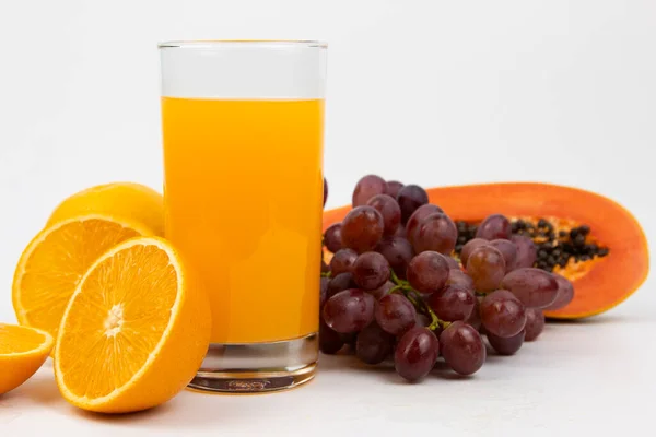 Fresh Orange Juice Glass Isolated White Background Fresh Orange Jiuce — Photo