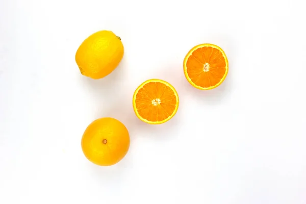 Juicy Oranges Sliced Arranged White Background Used Orange Juice Healthy — Photo