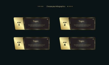 Set of Infographic Options Vector and template. with trendy elements for business. The option and Premium buttons on a dark background