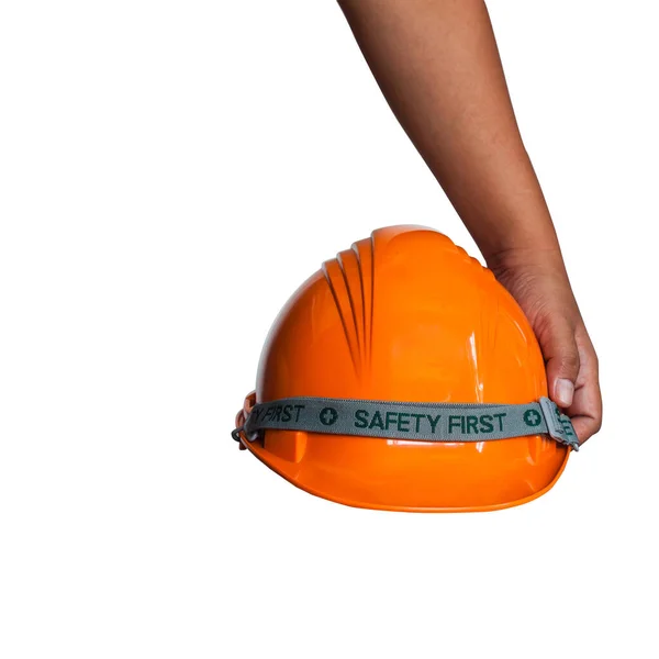 Frontansicht Safety Engineer Helm Mit Isoliertem Weißem Hintergrund — Stockfoto