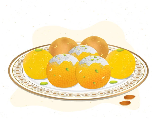 Laddoo Indian Sweet Dessert Vector Illustration — 图库矢量图片