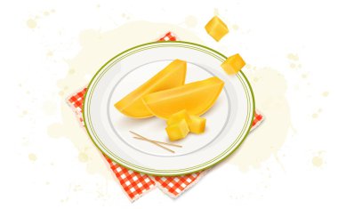 Taze ve Olgun Mango meyvesi vektör illüstrasyonunu doğruyor