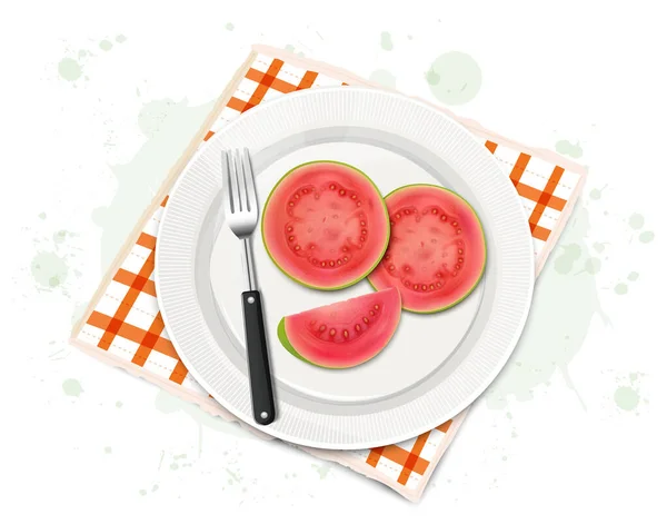 Pink Guava Slices Vector Illustration Folk Top View — Vector de stock