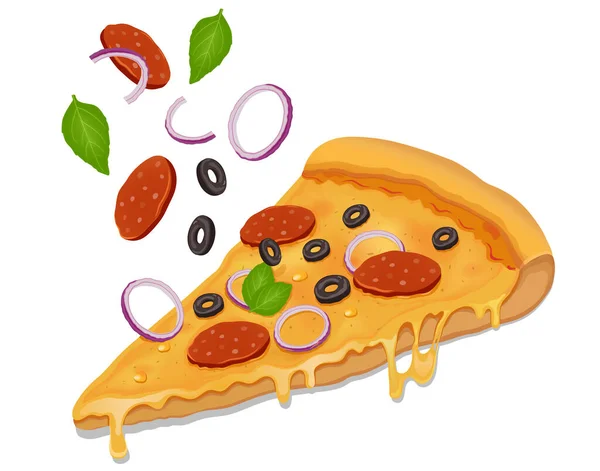 Wektor Pizza Kawałek Ilustracji Topionym Serem — Wektor stockowy