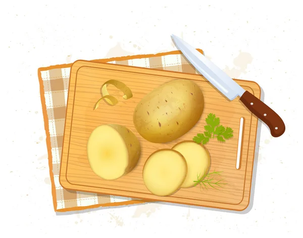 Potato Vegetable Potato Slices Vector Illustration Top View — Stok Vektör