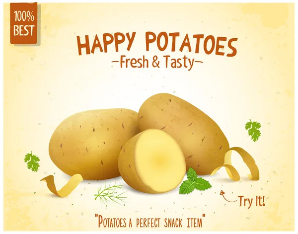 Set Potatoes Vegetable Half Piece Potato Vector Illustration — Vettoriale Stock
