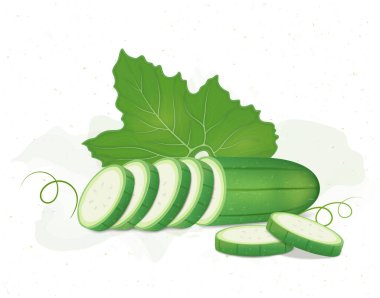 Yeşil yapraklı doğranmış Sünger Kabağı Yeşil Sebze