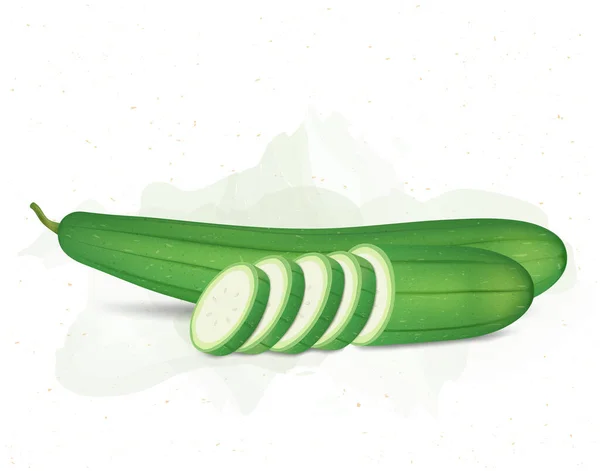 Sponge Gourd Vegetable Vector Illustration Chopped Gourd Isolated White Background — Image vectorielle