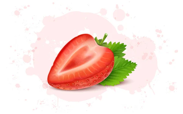 Half Piece Fresh Strawberry Vector Illustration — стоковый вектор