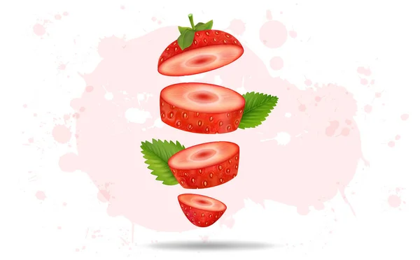 Fresh Strawberry Slices Air Vector Illustration — Stock Vector