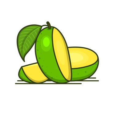 Meyve dilimli yarım parça Mango meyve ikonu.