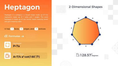 Heptagon Vektör Tasarımı 'nın 2B temsili ve özellikleri 