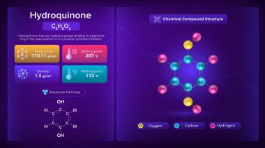 Hidrokinon Özellikleri ve Kimyasal Bileşik Yapısı - Vektör Tasarımı