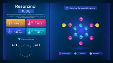 Resorcinol Özellikleri ve Kimyasal Bileşik Yapısı - Vektör Tasarımı